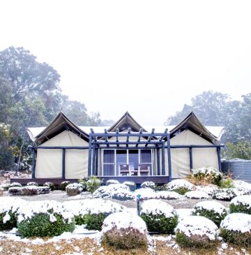 Alure Stanthorpe: Misty snow surrounding glamping tent